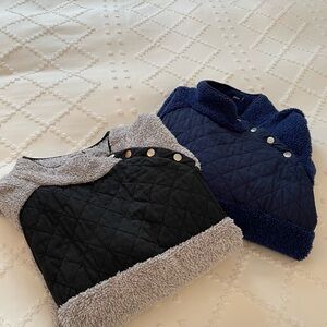 Women's Quilted fleece Sweatshirts - Black and Grey and and Navy